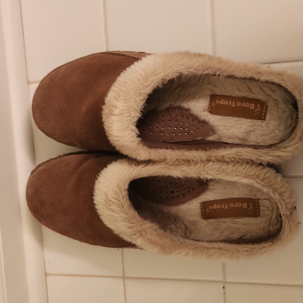 Bare Traps Brown Faux Fur Clogs